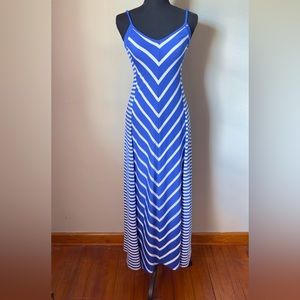 Guess blue and white stripe stretch knit maxi dress size S